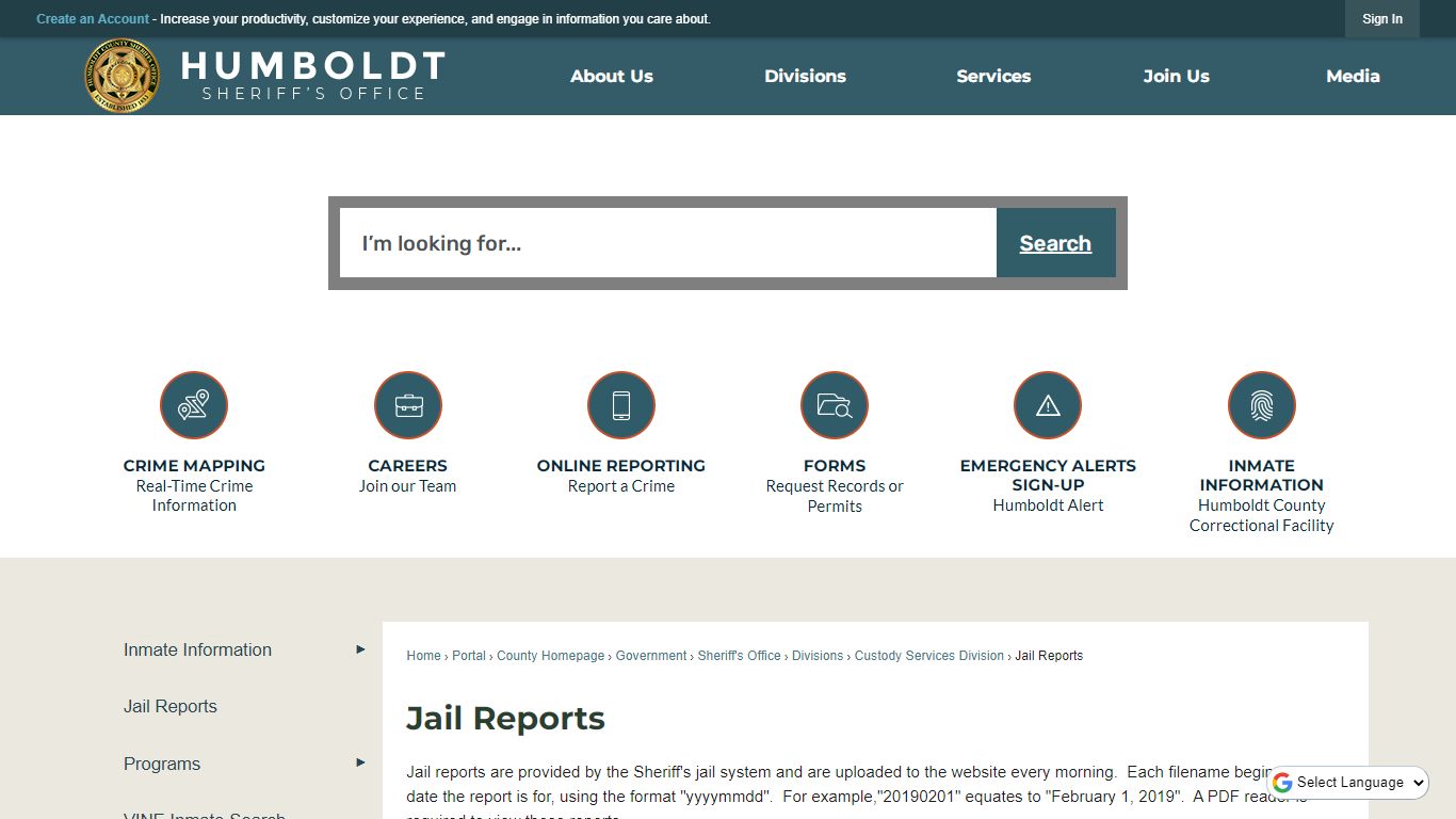 Jail Reports | Humboldt County, CA - Official Website