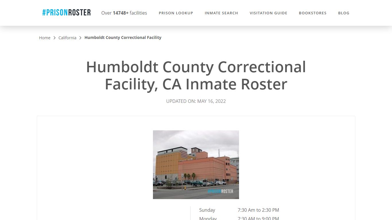 Humboldt County Correctional Facility, CA Inmate Roster